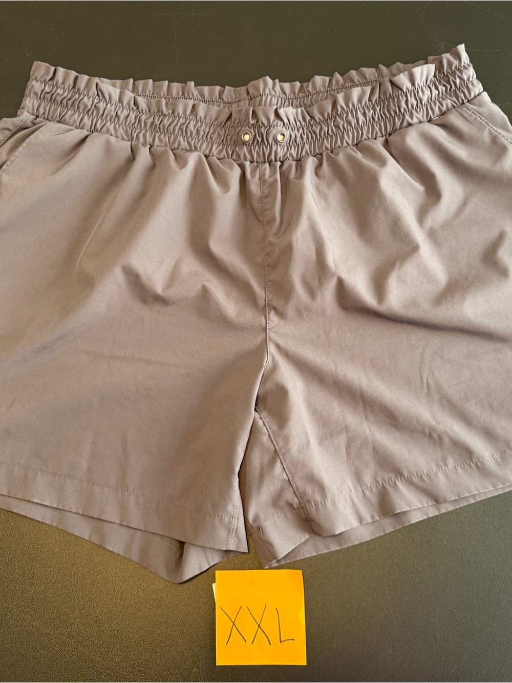Mondetta Women's Elastic Waist Taupe-Gray Athletic Shorts